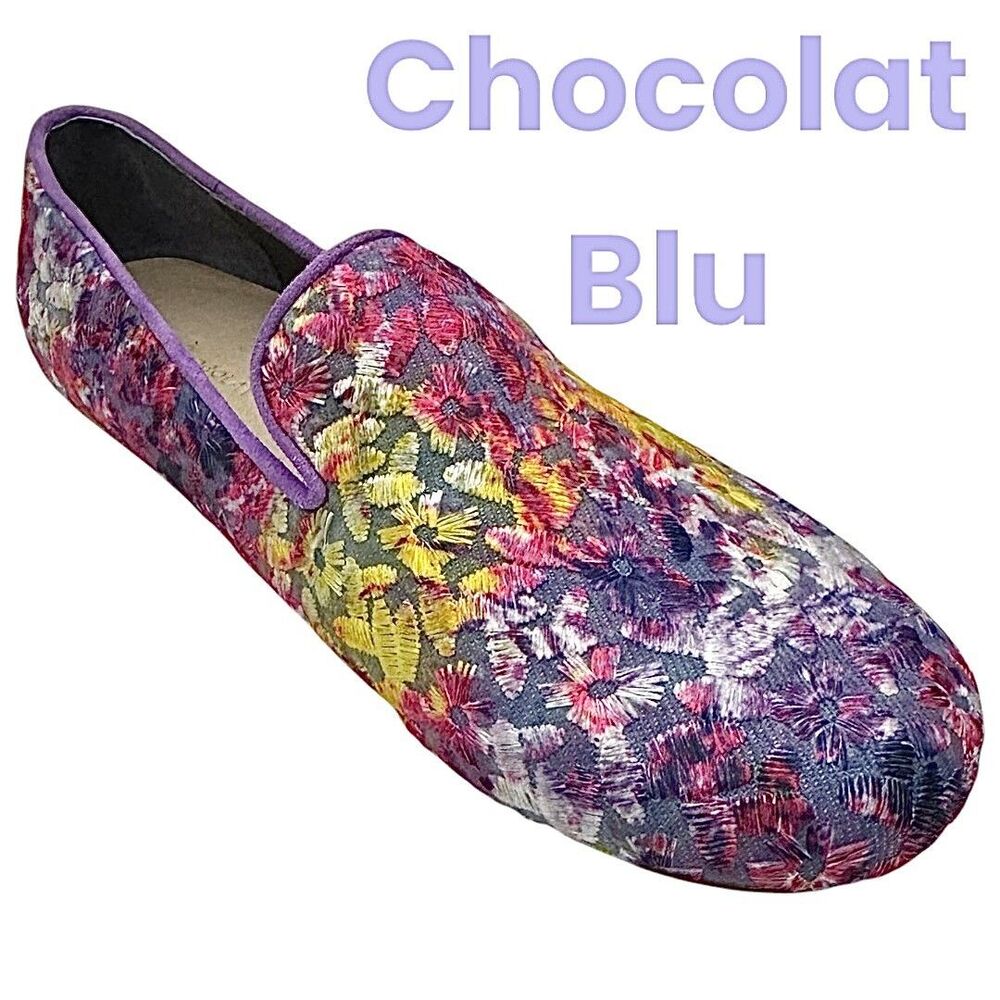 Chocolat Blu Carly Ballet Flats Women’s Size 7 Purple Floral Slip-On New